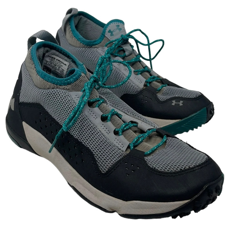 Under Armour Women's Size 9 Burnt River Hiking Trail Shoes Grey Black Green/Blue 1