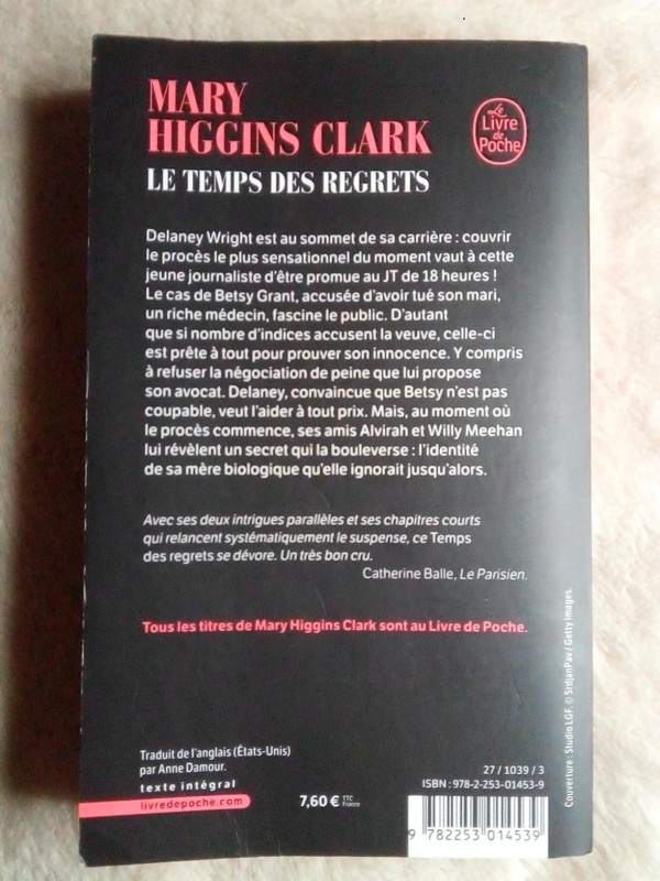 Livre ( le temps des regrets),Mary Higgins Clark 2