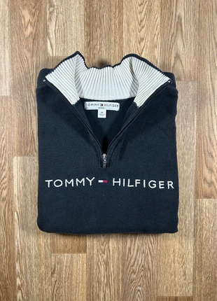 Pull half zip col camionneur 1/4 zip Tommy Hilfiger noir blanc Taille XXL, marca: Tommy Hilfiger, estado: Muito bom, tamanho: XXL / 44 / 16, €25.00, €26.95 inclui Proteção do Comprador