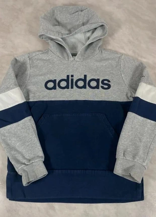 Adidas – Sweat à capuche bicolore gris & bleu marine logo brodé 8 ans enfant Code 019N, marca: adidas, estado: Bom, tamanho: 8 anos / 128 cm, €9.00, €10.15 inclui Proteção do Comprador Pro