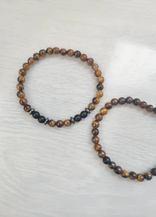 Lot de 2 bracelets perles oeil de tigre et obsidienne homme, condition: Very good, €3.00, €3.85 includes Buyer Protection