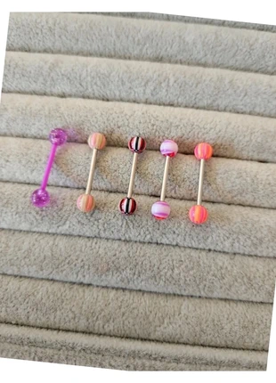 Lot de 5 piercings langue en acier chirurgical NEUFS rose violet dont 1 Téflon violet pailleté , marque: piercing langue neuf, état: Très bon état, 4,00 €, 4,90 € Protection acheteurs incluse