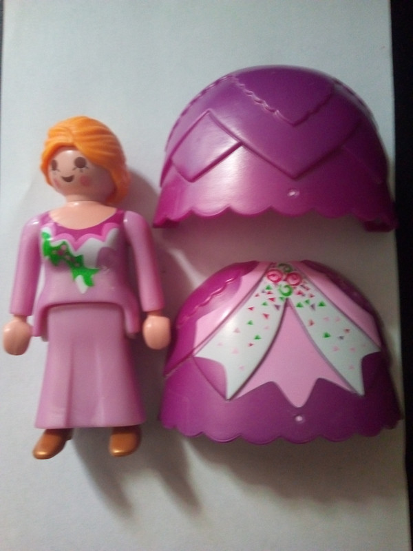 Figurine Playmobil Princesse Fille du couple princier robe rose à crinoline  amovible sceptre couronne