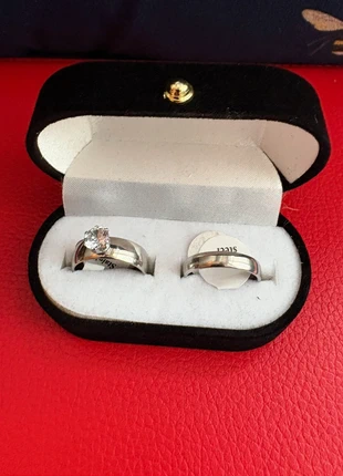 2pcs 18k white gold plated synthetic zirconia ring set bundle new including velvet ring box, condition: New without tags, size: 16.9 mm / M½, £15.00, £16.45 includes Buyer Protection Pro