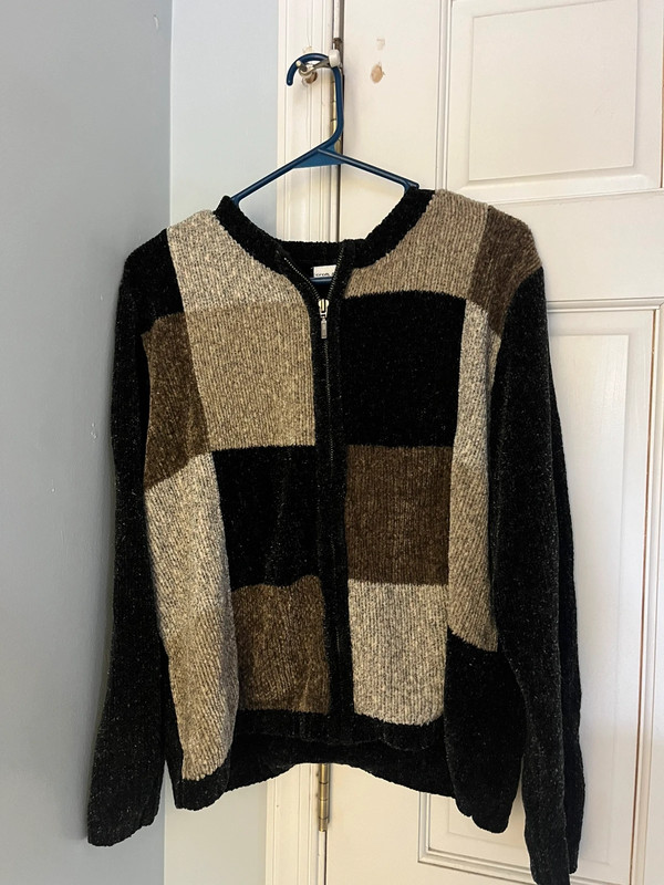 Y2K Quilt Print Zip Up Cardigan/Sweater 1