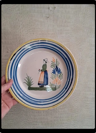 Assiette ancienne Henriot Quimper France - Faïence décor breton - Ø 24 cm, marca: Henriot Quimper, estado: Bom, €7.00, €8.05 inclui Proteção do Comprador