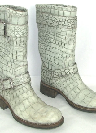 Free lance Bottes biker boucles cuir crème nuancé gris 38 très bon état, marca: FREE LANCE, estado: Muito bom, tamanho: 38, €145.00, €152.95 inclui Proteção do Comprador