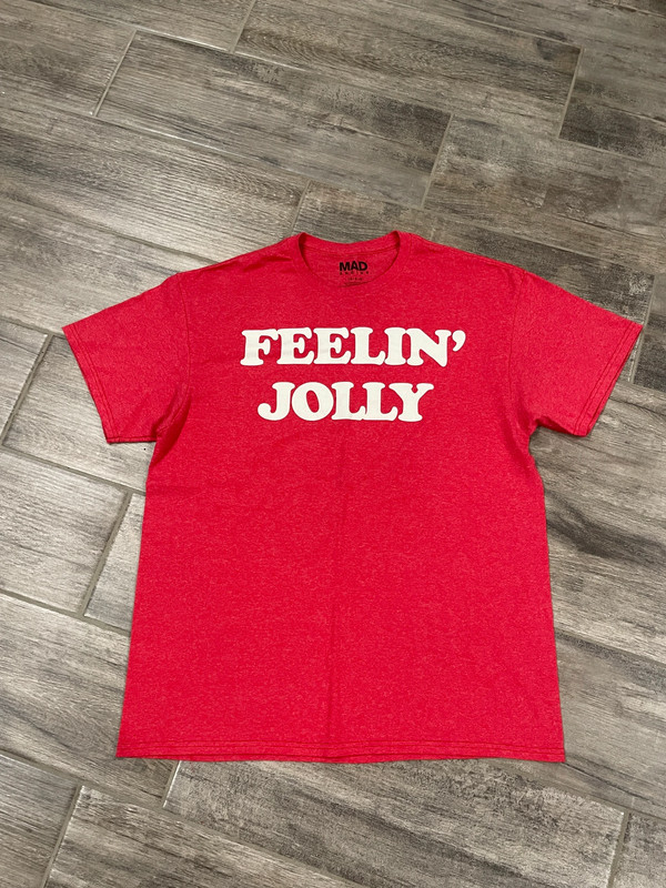 Feelin Jolly red t-shirt top short sleeve shirt men 1