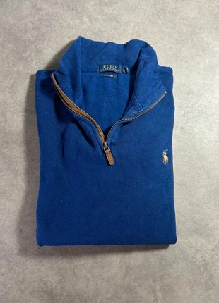 Pull camionneur 1/4 zip Ralph Lauren bleu L col montant logo brodé sweater vintage homme casual, marke: Ralph Lauren, zustand: Sehr gut, größe: L, 42,50 €, 45,33 € inklusive Vinted-Käuferschutz