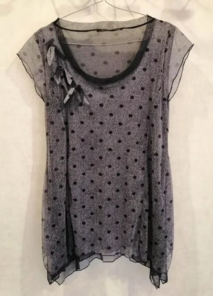 Tunique à pois bleu marine polyester non doublé T38 Mado et les A. (2212148), brand: MADO, condition: Very good, size: M / 38 / 10, €6.00, €7.00 includes Buyer Protection Pro