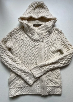 Gilet Aran irlandais torsadé à capuche 100% mérinos femme taille S blanc crème / VST-164, état: Très bon état, taille: S / 36 / 8, 50,00 €, 53,20 € Protection acheteurs incluse