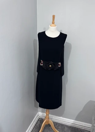 Bleu Blanc Rouge Black Midi Dress With Bow And Diamante Details Uk Size 40, brand: Bleu Blanc Rouge, condition: Very good, size: L / 12, £39.99, £42.69 includes Buyer Protection