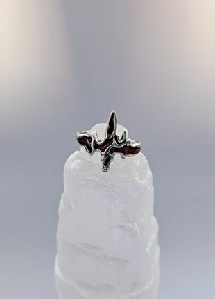 Bague flamme argentée – design audacieux et organique Y2K, marque: CHROME, état: Très bon état, 6,80 €, 7,84 € Protection acheteurs incluse