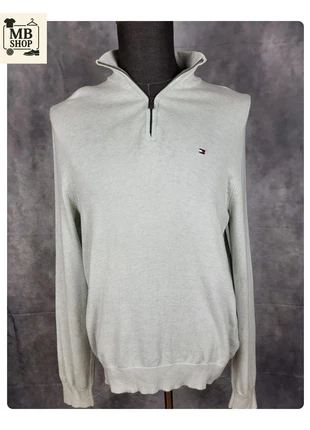 Pull col camionneur Half zip 1/4 zip 100% coton Tommy Hilfiger Gris Taille M, marca: Tommy Hilfiger, estado: Bom, tamanho: M, €19.90, €21.60 inclui Proteção do Comprador Pro