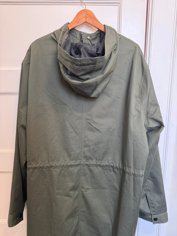 H&M Army Green Hooded Jacket: Button and Zipper 3