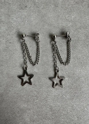Stainless steel star chain earrings, brand: The Unbranded Brand, condition: New without tags, £3.50, £4.38 includes Buyer Protection