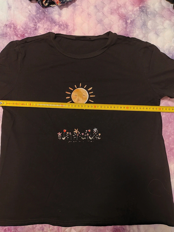 Maglietta cotone nera con stampa sole 3
