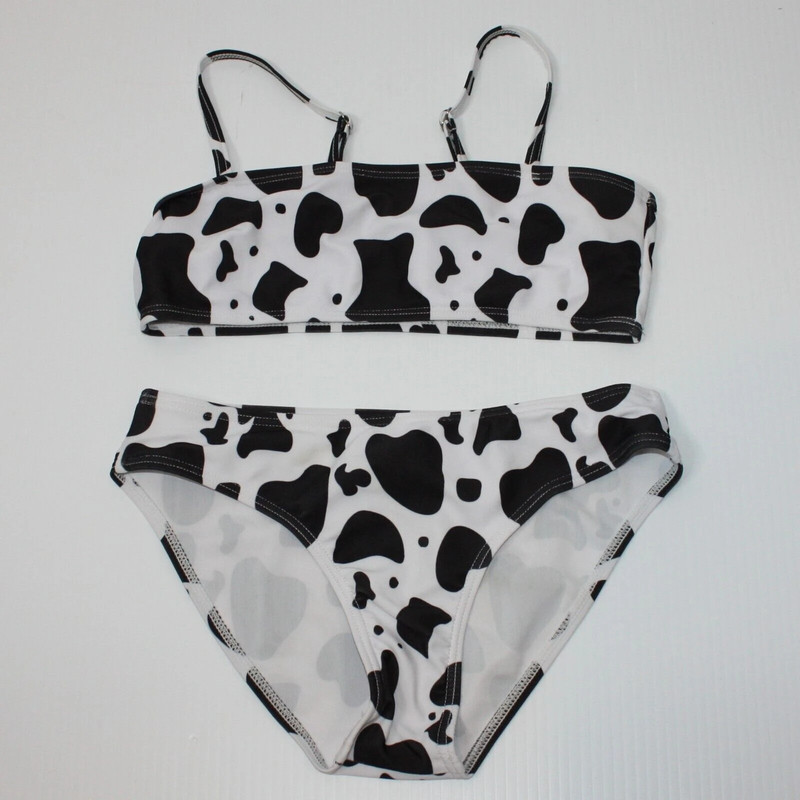 Shein Girl s Black White Cow Print Bikini Swimsuit size 150 11 12 Vinted