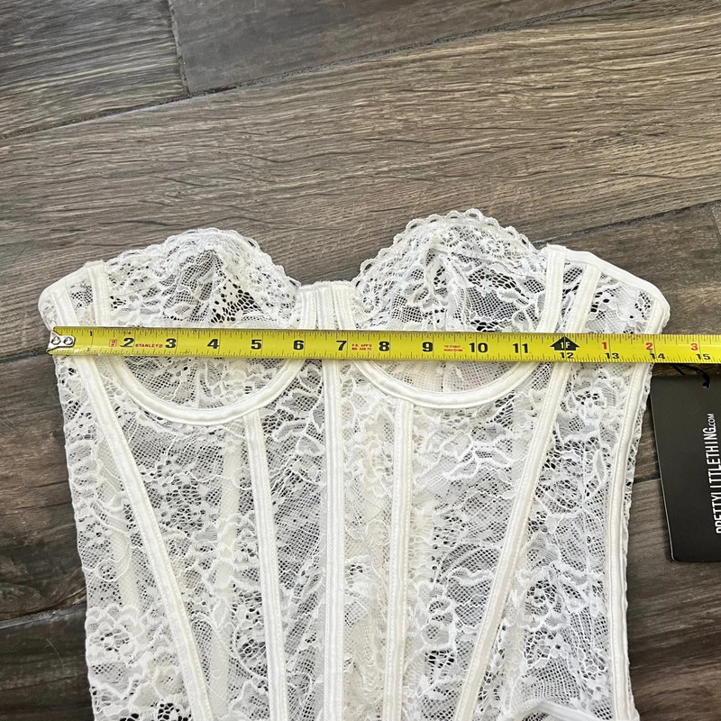 White Lace Boned Lingerie Corset-M 5