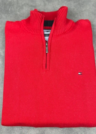 Pull Homme Tommy Hilfiger Manches longues Col zippé Rouge Coton taille L, marca: Tommy Hilfiger, estado: Muy bueno, tamaño: L, 35,00 €, 37,45 € Protección al comprador incluida