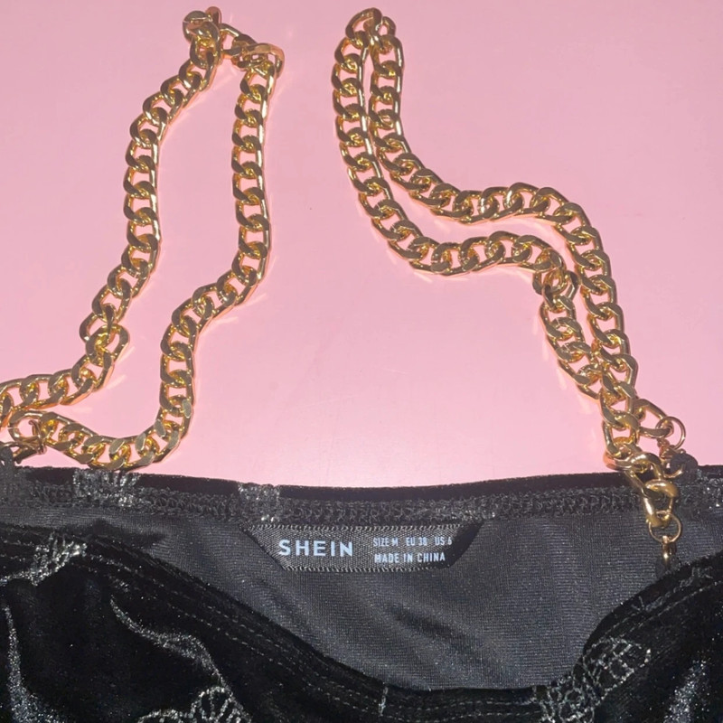 SHEIN Glitter Butterfly Chain Velvet Cami Top 3