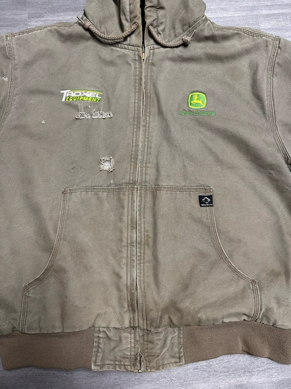 Washed Tan/Green/Khaki Dri-Duck John Deere Canvas Work Jacket 5