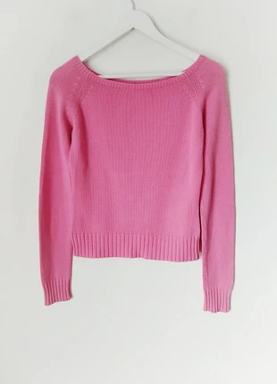 Camisola rosa decote largo bardot malha 100% algodão y2k vintage, marca: Vintage Dressing, estado: Muito bom, tamanho: S / 36 / 8, €10.00, €11.20 inclui Proteção do Comprador