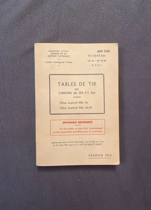 Livre rare Table de tir des Canons de 155 F3 Am diffusion restreinte février 1970, condizioni: Ottime, €55.00, €58.45 include la Protezione acquisti