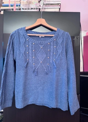 💙 Pull bleu torsadé Sud Express S – détails clous & pompons, brand: SUD Express, condizioni: Ottime, taglia: S / IT 40 / EU 36, €12.00, €13.30 include la Protezione acquisti