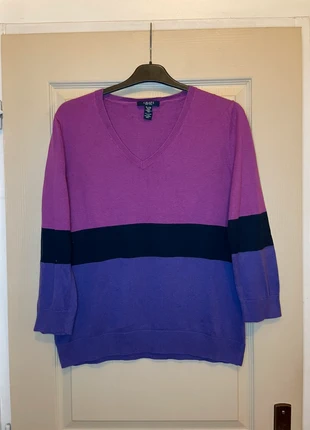 Pull Chaps à Col V manche 3/4 / Violet, Fuschia et Marine - Taille XL, merk: Chaps Ralph Lauren, staat: Goed, maat: XL / 42 / 14, € 5,00, € 5,95 inclusief Kopersbescherming