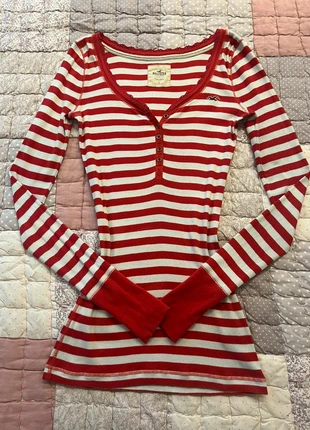 coquette striped hollister red & white long sleeve henley top, marque: COQUETTE, état: Très bon état, taille: L / 40 / 12, 50,00 €, 53,20 € Protection acheteurs (Pro) incluse