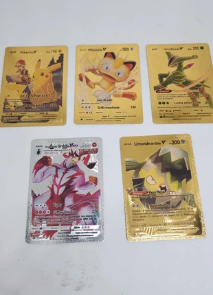 5 cartes Pokémon dorée et argenté en plastique neuves, marque: Pokémon, état: Neuf sans étiquette, taille: 5 ans / 110 cm, 5,00 €, 5,95 € Protection acheteurs incluse