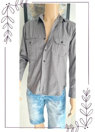 chemise homme grise rayé noire en coton - taille col 39/40, marca: NKDS, estado: Muy bueno, tamaño: 39, 8,00 €, 9,10 € Protección al comprador incluida