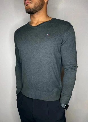 Pull à col V Tommy Hilfiger, Gris Logo Brodé, Taille L Hommes, brand: Tommy Hilfiger, condition: Very good, size: L / 40 / 12, €32.00, €34.30 includes Buyer Protection