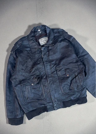 Vintage real leather bomber jacket aviator pilot vera pelle giacca distressed faded, marca: Real Leather, estado: Muito bom, tamanho: XL, €39.99, €42.69 inclui Proteção do Comprador