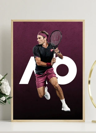 Affiche A4 ou A3 / Poster de "RF Backhand" pour fan de tennis., merk: Legends & Landmarks, staat: Nieuw zonder prijskaartje, € 5,99, € 6,99 inclusief Kopersbescherming