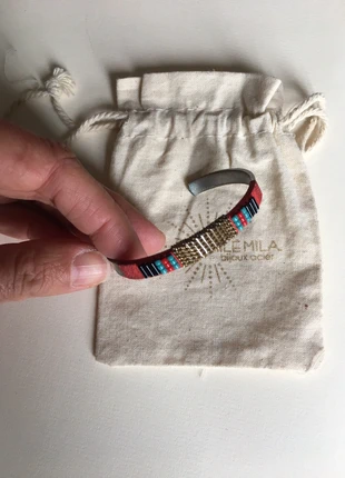 Bracelet jonc ethnique argenté rouge, brand: Milë Mila, condition: Very good, €5.00, €5.95 includes Buyer Protection
