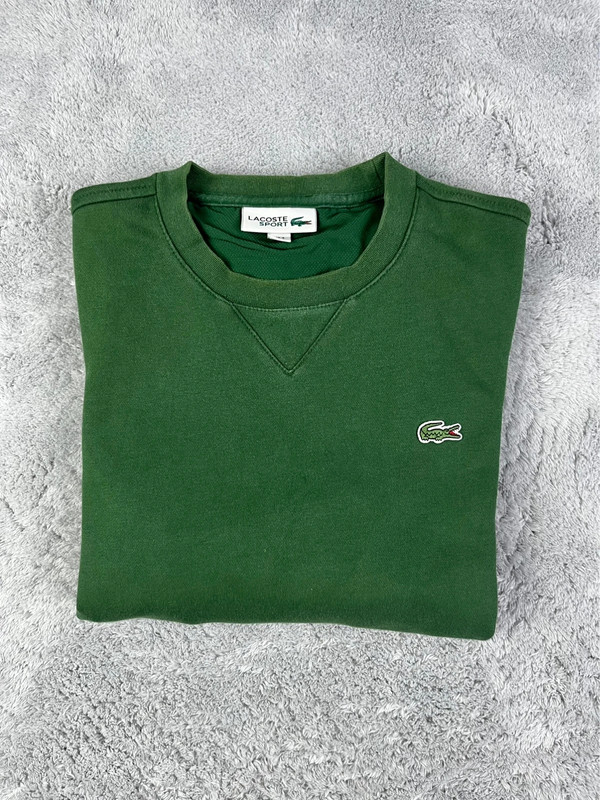 Pull / sweat / sweater / crewneck / felpa / Maglione Lacoste vert logo brodé croco- taille S🐊 4