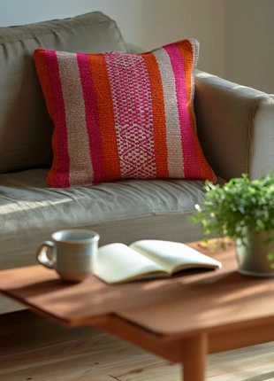 Cojín artesanal de lana 🐑/ Handmade wool cushion 🦙, état: Neuf sans étiquette, taille: 45 x 45 cm, 41,36 €, 44,13 € Protection acheteurs incluse