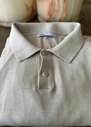 X-mas Deal: Zara tricot polo in katoen & zijde, beige, merk: Zara, staat: Nieuw zonder prijskaartje, maat: L, € 34,50, € 36,93 inclusief Kopersbescherming