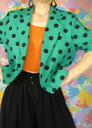 blazer court vintage années 80 à pois et manches ballon, brand: Vintage Dressing, condition: Very good, size: L / 40 / 12, €27.00, €29.05 includes Buyer Protection Pro