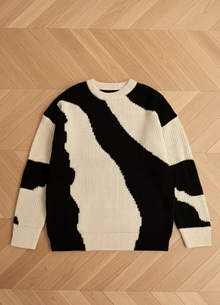 Pull Oversize Col Rond Graphique Noir Crème Maille Taille M Homme, marque: Tendance, état: Très bon état, taille: M, 49,00 €, 52,15 € Protection acheteurs incluse