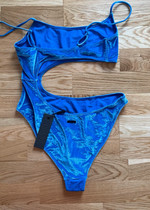 Triangl blue velvet cut out swimsuit