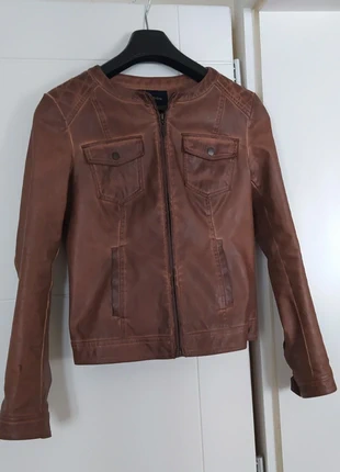 Veste courte en cuir synthétique marron Bonobo,, marca: Bonobo, estado: Muy bueno, tamaño: S / 36 / 8, 4,00 €, 4,90 € Protección al comprador incluida