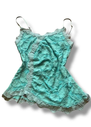 Top débardeur dentelle asymétrique vintage y2k bleu ciel transparent 00s made in France - S, brand: y2k, condition: Very good, size: S / 36 / 8, €10.00, €11.20 includes Buyer Protection Pro