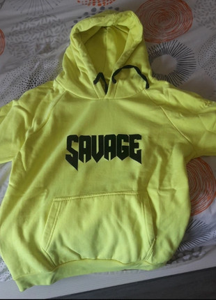 Sudadera SAVAGE amarilla fosforito con capucha Vinted