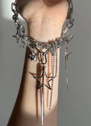 Collier fantaisie argenté strass étoile chaîne argente y2k grunge nana, brand: Nana, condition: Very good, €20.00, €21.70 includes Buyer Protection