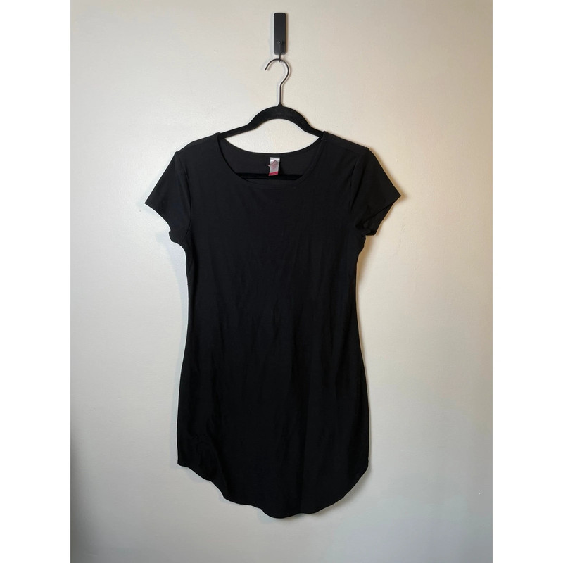 No Boundaries T-Shirt Dress Black Short Stretchy Mini Round Hem Casual Size L 3