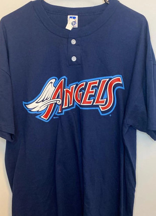 Vintage 1997 Russel Athletics 2XL XXL Blue Anaheim Angels Jersey Shirt NWT  USA