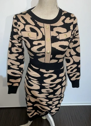 Robe pull imprimé animal noir et beige - Taille S, marque: alba fashop, état: Très bon état, taille: S / 36 / 8, 14,90 €, 16,35 € Protection acheteurs incluse